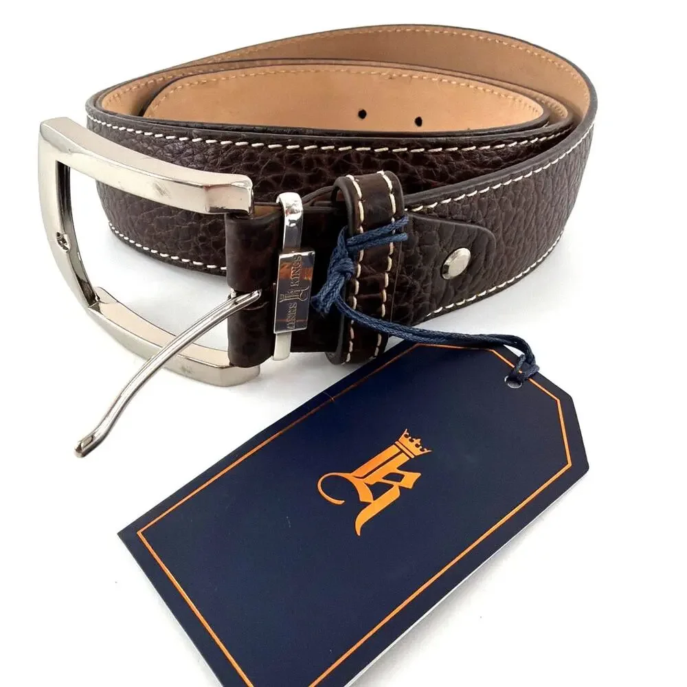 Links and Kings Men's Brown Leather American Bison Belt Size 40